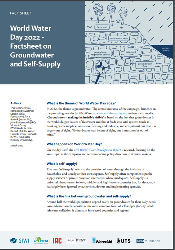 Book Cover: World Water Day 2022 - Factsheet on Groundwater and Self-Supply